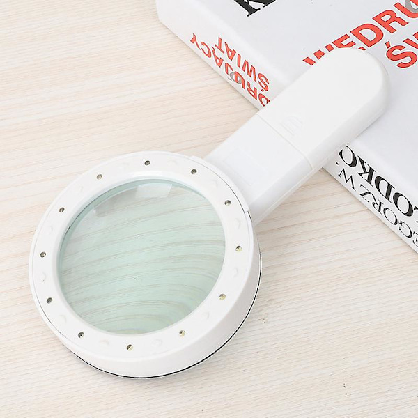 Förstoringsglas med 12 LED-lampor 30x Dubbelglaslins Handhållen Upplyst Lupp Läsförstoringsglas