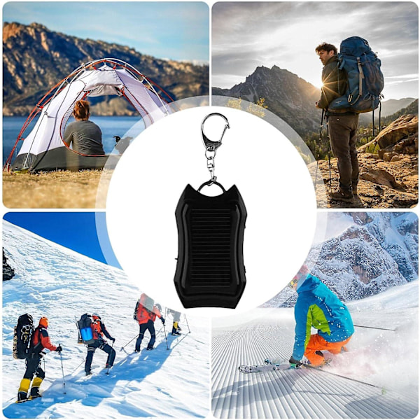 Solcellsladdare Nyckelring, Solcellsladdare för Telefon 1500mAh, Bärbar Solcellsladdare Powerbank Extern Batteripaket med 3 LED-lampor för Camping white