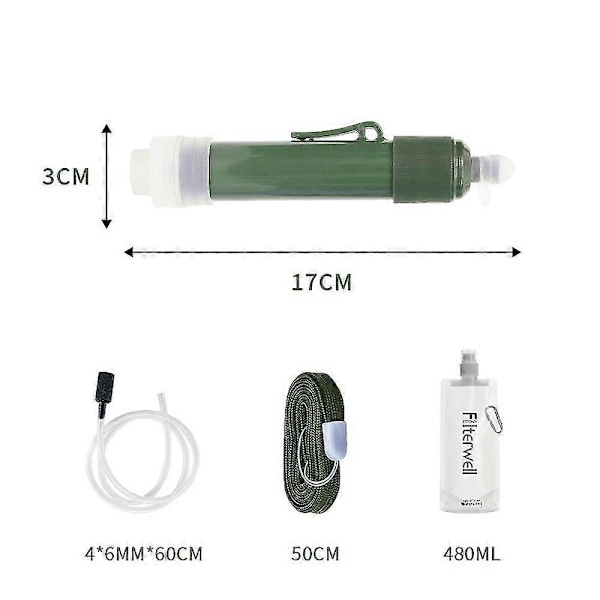 2 stk. Personlig Vannfilter Sugerør Mini Vannrenser Overlevelsesutstyr For Fotturer, Camping, Reiser Og Nødhjelp -DGJR