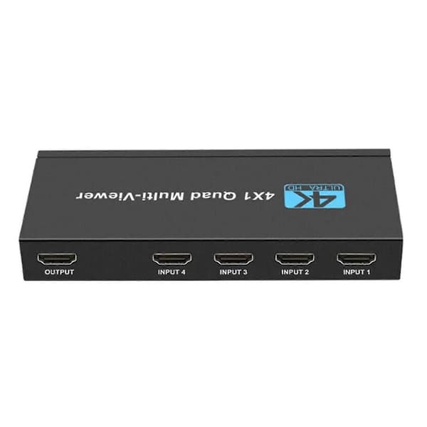 1mor 4K HDMI Multi-viewer 4x1 Quad Screen Viewer 4-i-1 Sømløs HDMI Switcher Switch