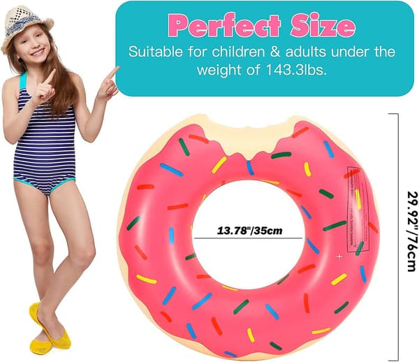 Oppustelig pool float, [2 pak] Sjov strand flyde legetøj sommer svømning pool float ring flyde, Donut form oppustelige pool rør svømme float tu