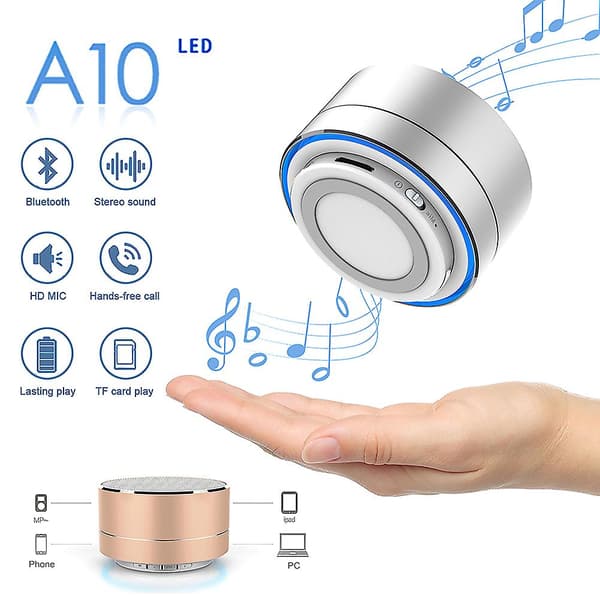 Mini LED Trådløs Bluetooth Højttaler Bærbar Høj Bas Til Samsung iPhone iPad black