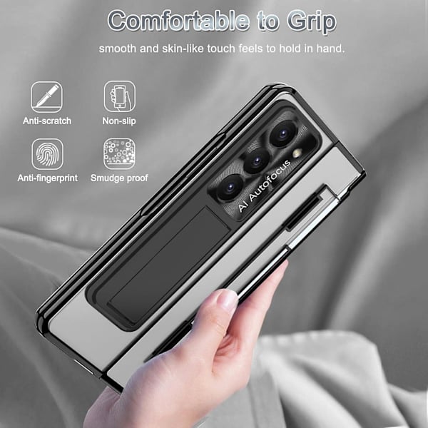 Klarfodral för Samsung Galaxy Z Fold 6 med S Pen-hållare & Flat Hinge Protector & Stativ, Smalt PC All-Inclusive Stötsäkert Fodral blue