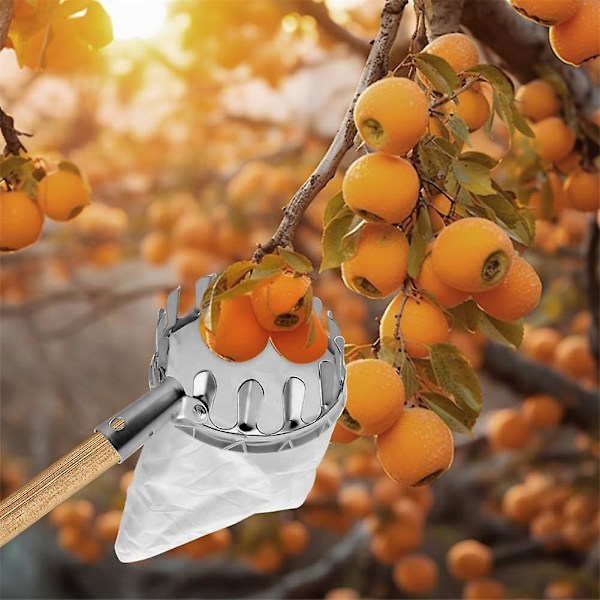 Metallisk fruktskördeplockare Lantbruksgård Hårdvara Verktyg Hög höjd Bärbar fruktskördeplockare för skörd Plockning Äpple Citrus Päron Persika (Endast huvud 16 cm, 2pcs