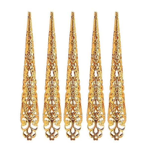 Fingertuppklo-neglring Fingerleddsbeskytter Halloween Cosplay Danseshow gold-color