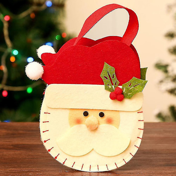 3 stk. Juteposer til jul med eple-motiv, julepynt, godteposer style 2