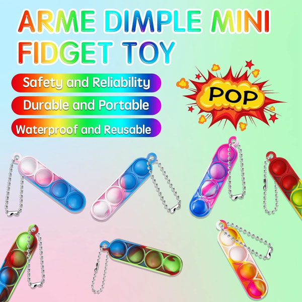 40 bitar Mini Pop Fidget Toys, Pop Keyring Fidget Toy Set