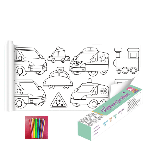 Ritrullepapper för barn, klibbigt färgpappersrullemålning transportation vehicle