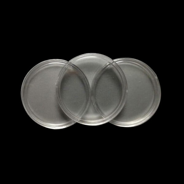 100 stk 40mm Myntbeholdere Klare Kapsler Oppbevaringsboks Rund Visningsboks Beholder