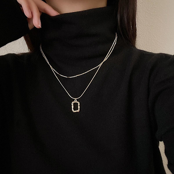 Guld Kvadrat Halsband E917-51
