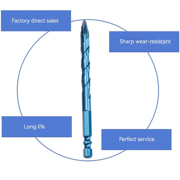 Special Snedig Spets Excentrisk Borrbitssats Borrar Betong Murverk Metall Glas~ 6810mm set blue