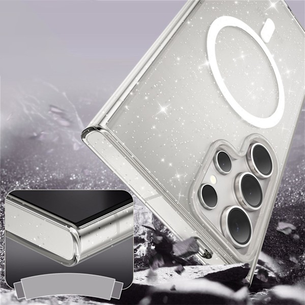 Magnetisk Glitter Klar Deksel for Samsung Galaxy S24 Robust Bling Cover TPU Bumper Støtsikker Telefondeksel Kompatibel med MagSafe purple for galaxy s24 plus