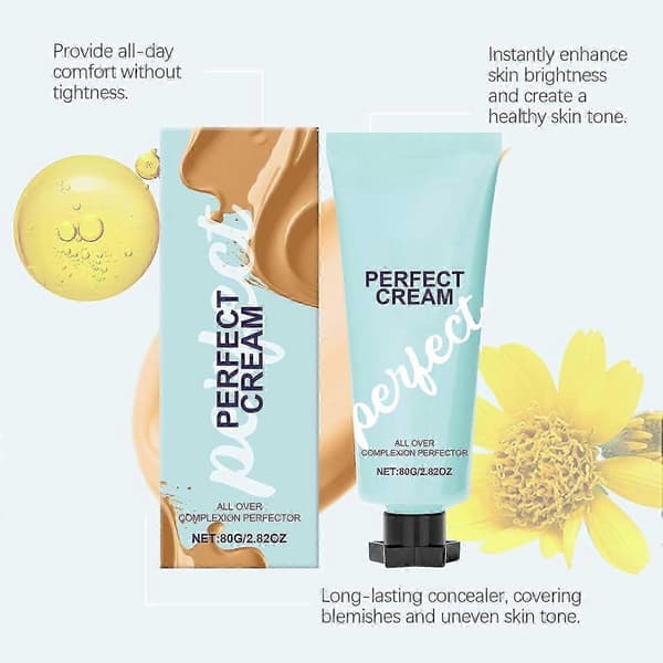All-Over Complexion Perfector med extra stor kroppsmakeupborste, långvarig CC Cream Foundation, vattentät överföringsresistent hudton, täckning Medium