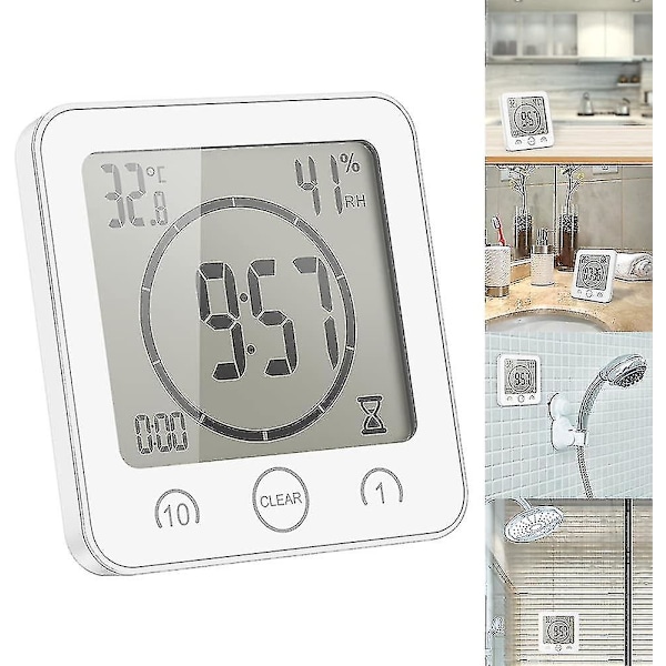 Vattentät duschklocka, Touch Shower Timer Clock (vit) 6 juni 15