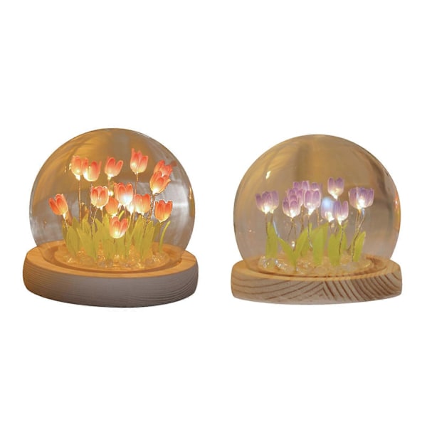 DIY Nattlampe Soverom Atmosfære Lys Tulip Nattlampe Håndlaget Lys, Tulip nattlys, Batteri ikke inkludert pink