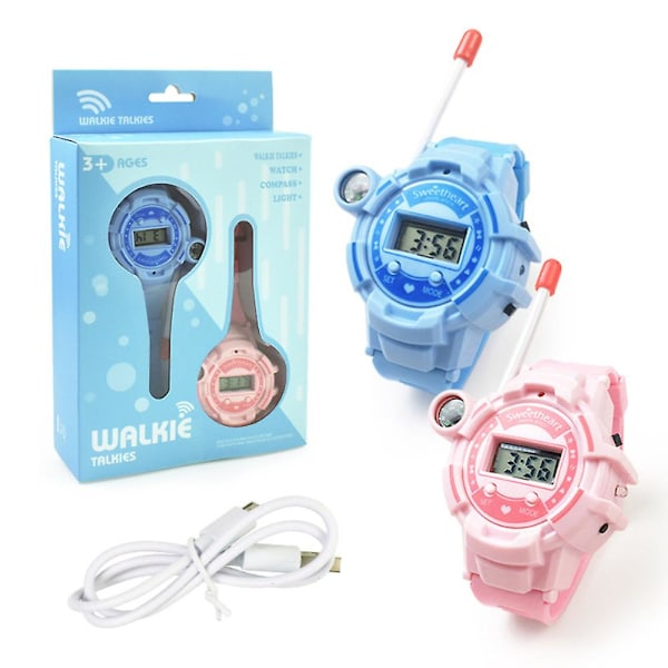 1 Par Barn Intercom Klockor Laddningsbara Elektroniska Klockor Förälder-Barn Interaktion Leksaker Utomhuspresenter För Pojkar Flickor bule and pink