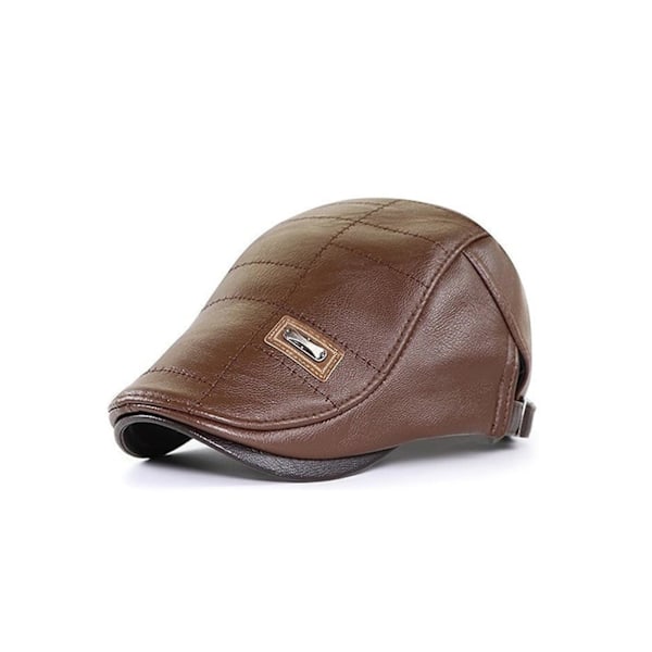 50% RABAT, Mænd Justerbar PU Læder Ivy Cap Newsboy Hat Fiskeri Hat Cool Rejse Gå Vandreture light coffee