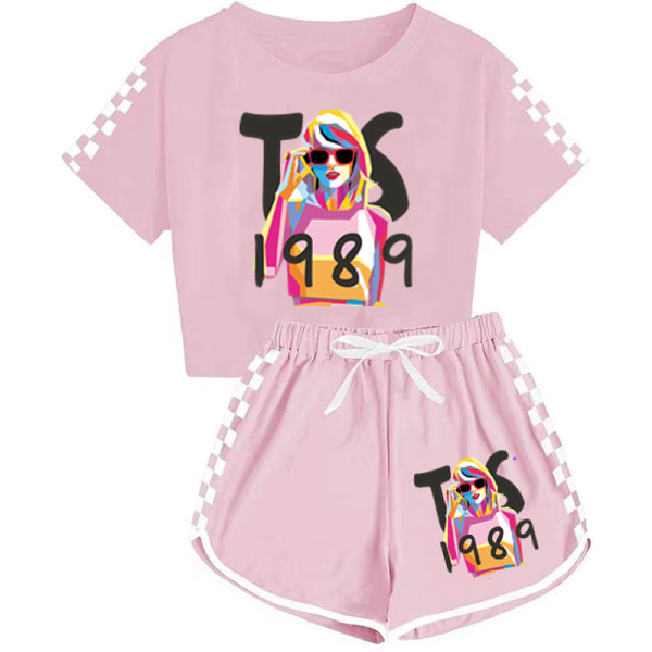 taylor swift T-shirt för män och kvinnor + shorts sportpyjamas set pink 160cm
