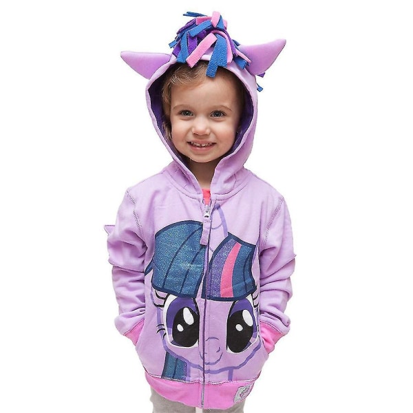 Børn Piger Drenge My Little Pony Rainbow hættetrøjejakke med vinger lynlås hættefrakke Twilight Dash sweater Purple 6-7 Years