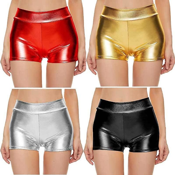 Kvinners Sexy Shorts Metallisk Blanke Hot Pants Høy Midje Blanke Høy Midje Shorts Nattklubb Fest HGYBFTGED6 ff t ZD s