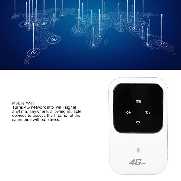 Højhastigheds 4G-netværk, langtidsholdbar mobil WiFi, bildelingsenhed, indbygget SIM-kortslot, 2400mAh genopladeligt litiumbatteri (uden SIM-kort) -GSL z