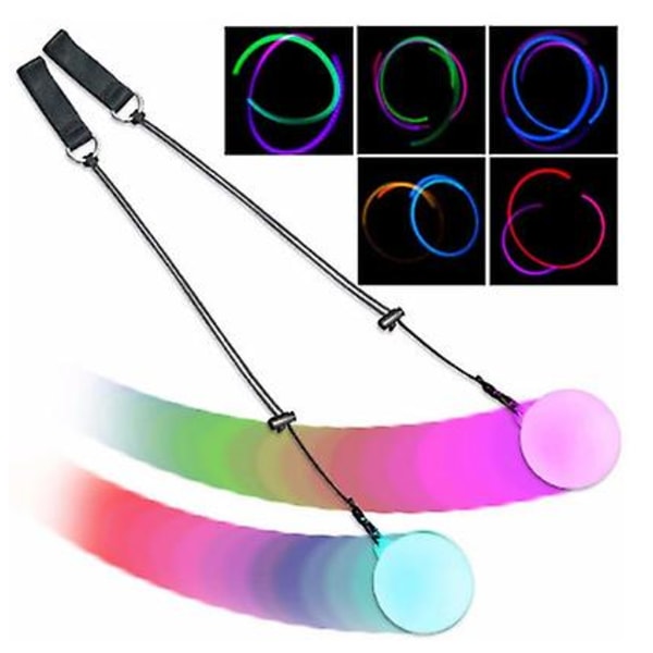 Pakke med 2 LED Poi-bolde, Poi-jongleringsbolde med regnbuefarver og stroboskopeffekt, børn og voksne W ff hu zd