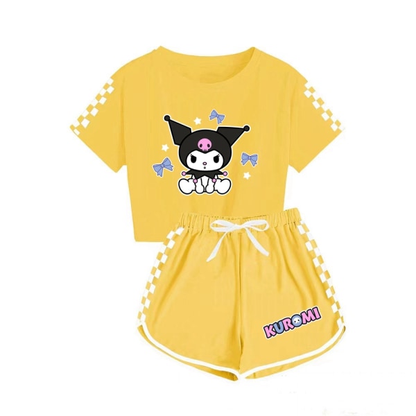 Kuromi pojkar och flickor T-shirt shorts printed sport kostym yellow 130cm