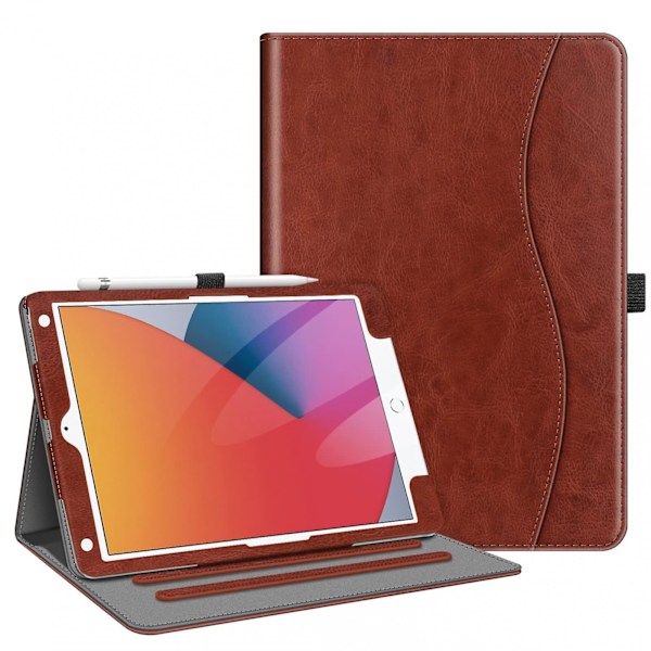 Fodral för iPad 9:e/8:e/7:e generation 10,2 tum - Multi-vinkel stativfodral med ficka och pennhållare, automatisk viloläge/väckning, lila -GSLA ZD Q ipad pro 11 inch