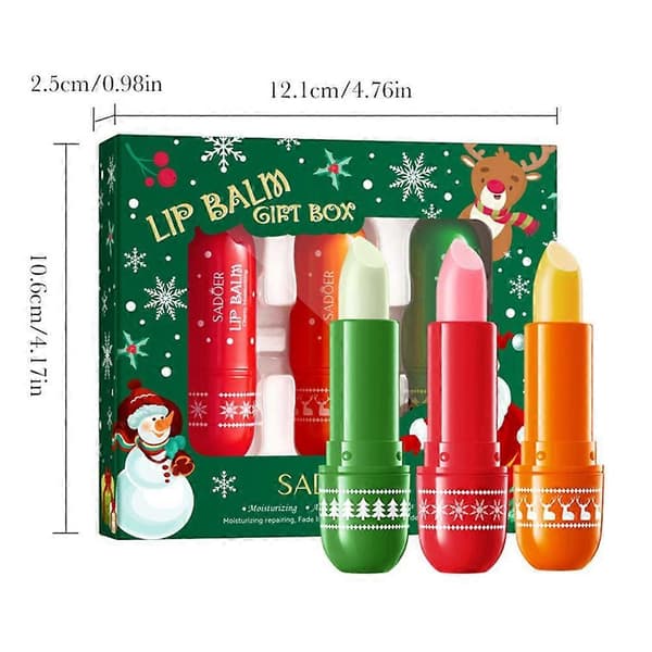 SADOER Jul Läppbalsam Presentförpackning - Festlig Vinter Återfuktande och Läppreparerande Vård red 1pcs