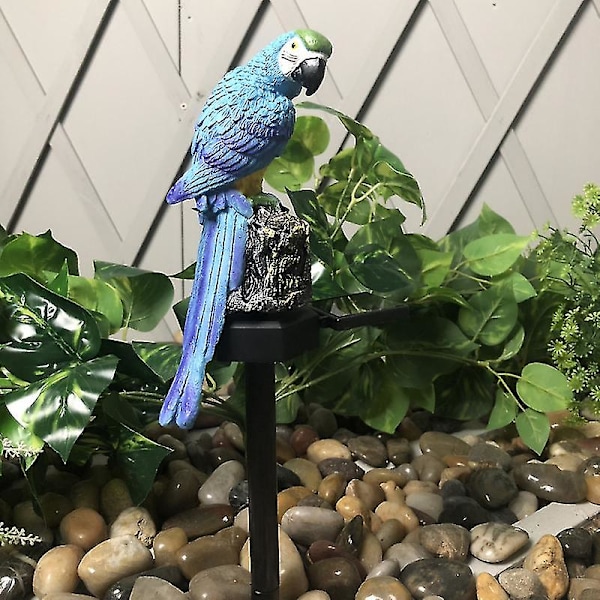 Pöllöpuutarhavalo Led Aurinkovoimalla Käyttöön Ulkokoriste Nurmikon Vedenpitävä Patsaslamppu -GSL blue parrot