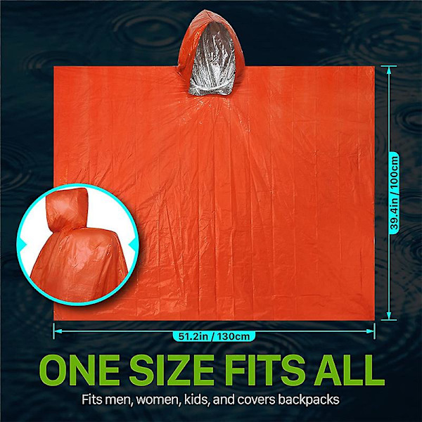 1/2 kpl Hätäpeite Poncho, Hätätilanteen Selviytymis Sade Poncho Kevyt Lämpöä Heijastava Sadetakki PE Alumiinikalvo Lämmin Tuulenpitävä Ulkoilu ffy ZD 1 pc green