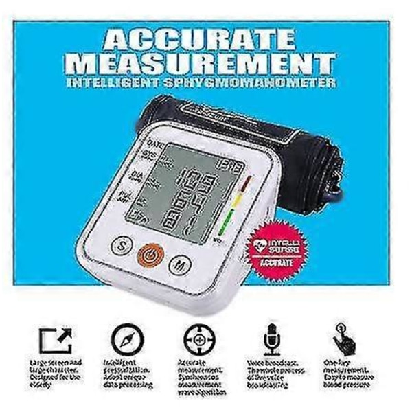 Blodtrykksmåler Automatisk Digital Høytaler Stor LCD-skjerm for Måling av Arterielt Trykk -CNSZ with voice