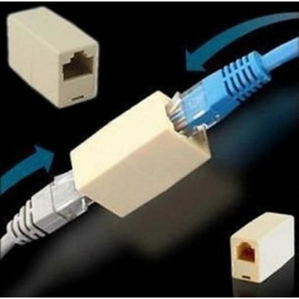10 stk. RJ45 Kobling CAT5 CAT5E Forlænger Stik Ethernet LAN Kabel Samler Stik (A-5-F6)