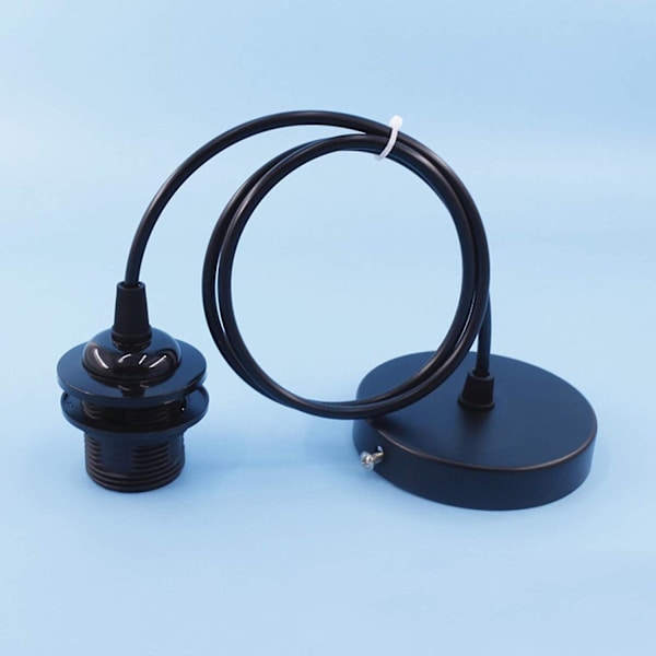 E27 Hengelampeholder, E27 Hengelampetilbehør, E27 Hengelampetilbehør med 2m kabel, for bar, kafé, klesbutikk, hjem, hotell (svart)