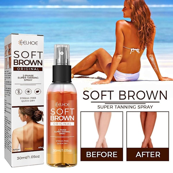 3 stk. Selvbruningsspray til kroppen - Sommerstrand Solsenge Selvbruningsspray Mænd Kvinder Fugtighedscreme Blød Brun Bærbar Bronzer Selvbruningsprodukt