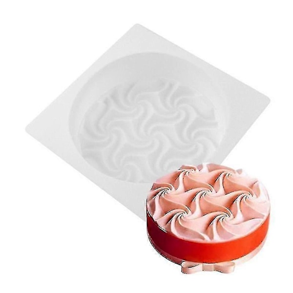 Bakform i Silikon för Gelé, Moussekaka, 3D Spiralutseende, Icke-Klibbig Silikonform för Dessert, Bakverk, Choklad, Köksbakning