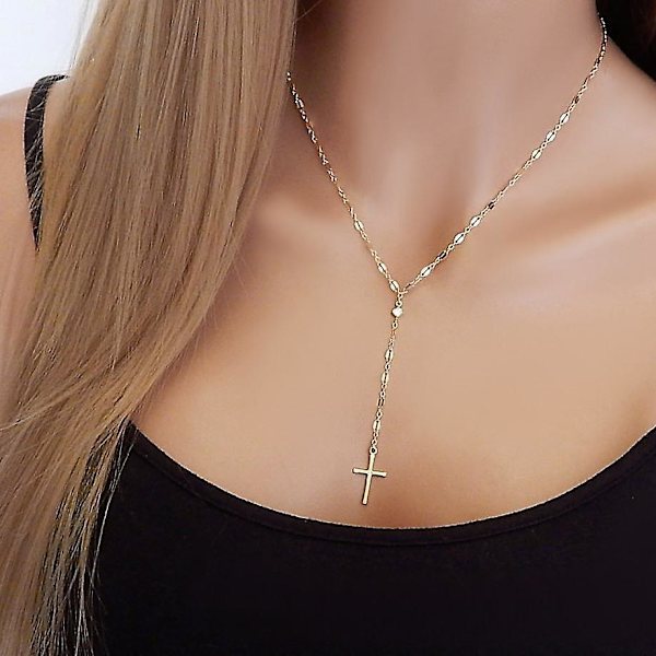 2 stk. Enkle Kors Vedhæng Statement Halskæde Mode Smykker Choker
