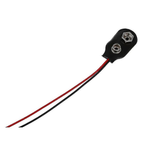 10 st Snap 9V (9 Volt) Batteriklipskontakt Typ I Svart med Kabel