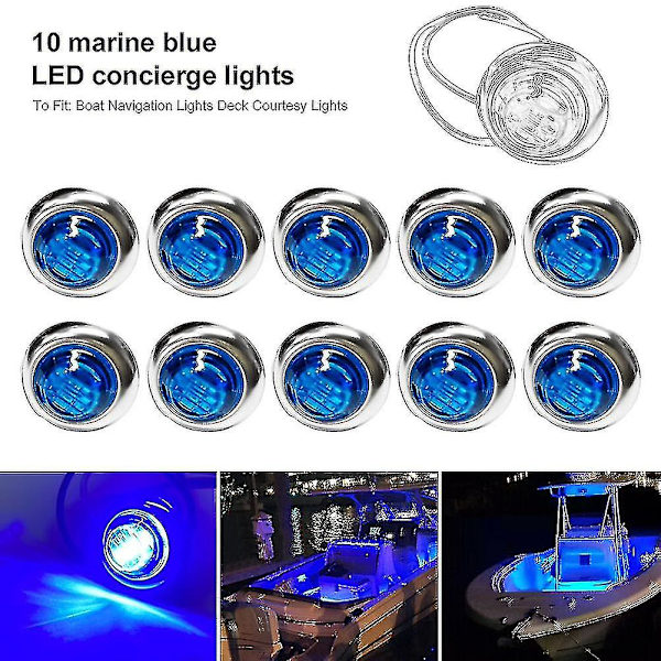 12v-dc 10 kpl Led-merivalovene, vedenpitävä 3 Led-kansivalo 3/4&quot; pyöreä veneen sisänavigointivalo sininen blue