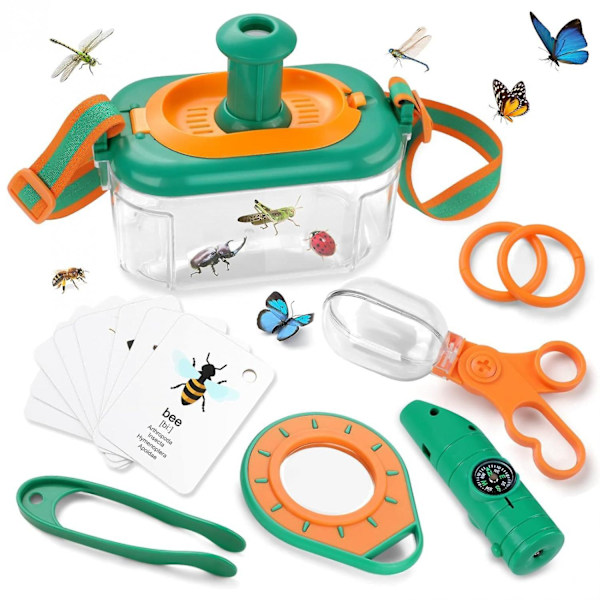 Bug Catcher Kit for Kids, Kids Outdoor Explorer Kit with Bug Collector, Whistle, Compass, Magnifying Glass, Bug Catching Kit Toy for Kids Age 3 4 5 6