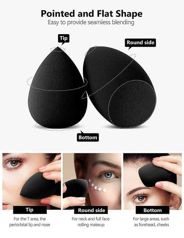 Makeupsvamp, 10 stk. Makeupsvampe Blender Sæt Skønhed Kosmetisk Foundation Blandingsapplikator Puff, Fejlfri til Flydende Creme Puder (Basic Sort)
