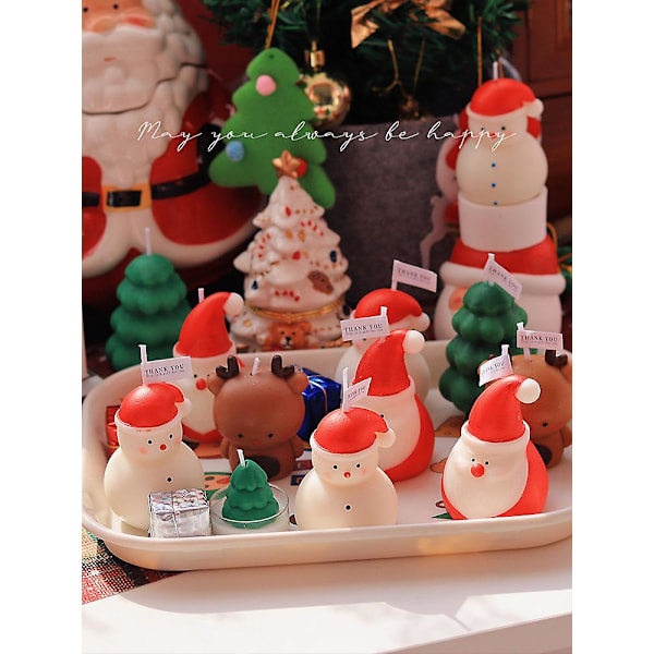 Juleduftende Lys, 3D Julefigurer Lys Dekoration Soyavoks Aroma Lys Søde Teelys Juleferie Ornamenter red santa claus