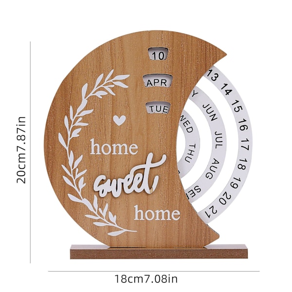 Wooden Creative Calendar Manual Rotating Desk Calendar Home Porch Office Desktop Decoration