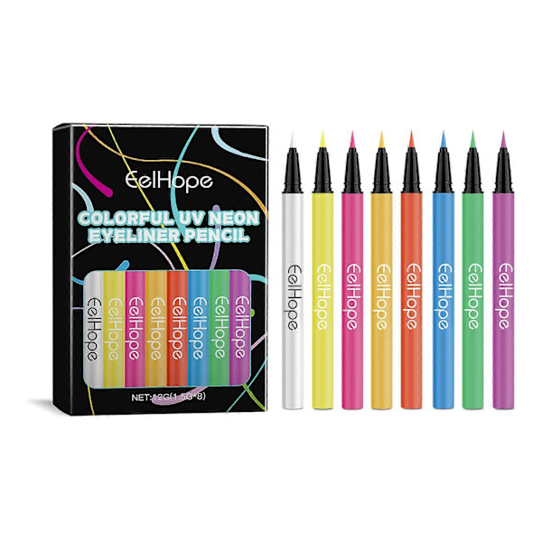 Flytande matt eyeliner-set med 8 färger, vattentät, långvarig, snabbtorkande, slät utan fläckar, färgad flytande eyeliner-penna, pigmenterad eyeliner 1pc