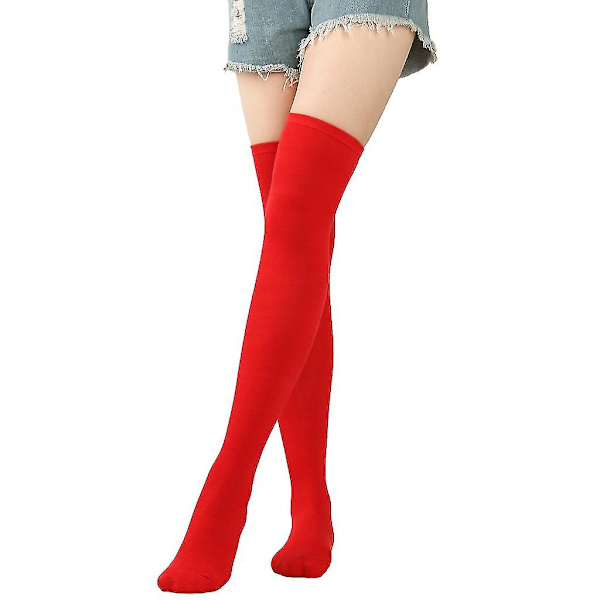 Naisten pitkät reisi-sukat yli polven reisi-sukat pitkät sukat rose red