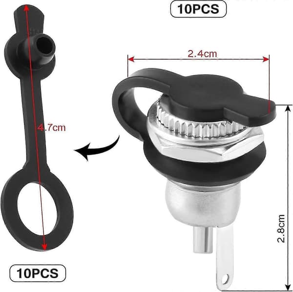 10-pakning 5,5 x 2,1 mm Fe-pluggadapter med støvhette for bærbare datamaskiner/video/ph/cctv og elektronisk utstyr