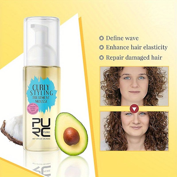 Krølle Styling Mousse, 50ml Krøllet Styling Behandling Mousse, Krøllet Hår Mousse Til Definition Af Bølger Og Forbedring Af Krøller 2pcs