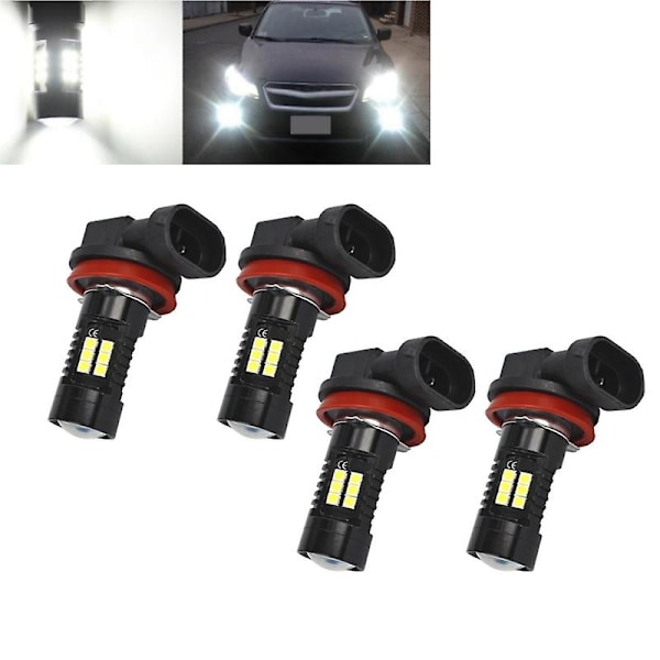 4 stk H8 H11 LED tåkelyspærer 3030SMD 1800LM 6000K Hvit Bilkjøring Kjøringslys