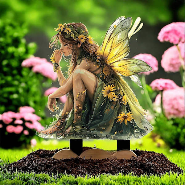 Boheemi Fairy-kukkaistutuskoriste, 2D Fairy Garden -istutuslisävarusteet, Fairy Garden -hahmot ruukkukasveille ja puutarhan pihapiirin nurmikon koristeluun k2