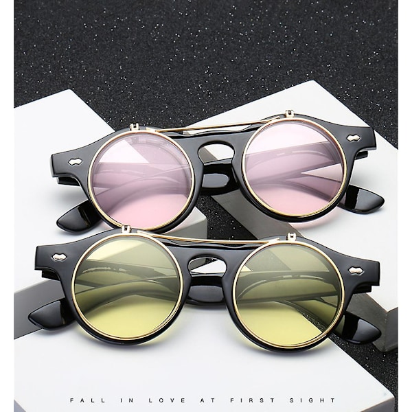 Aurinkolasit Flip Up Circle Steampunk -tyyliset suojalasit Pyöreät Retro Vintage Cyber color05